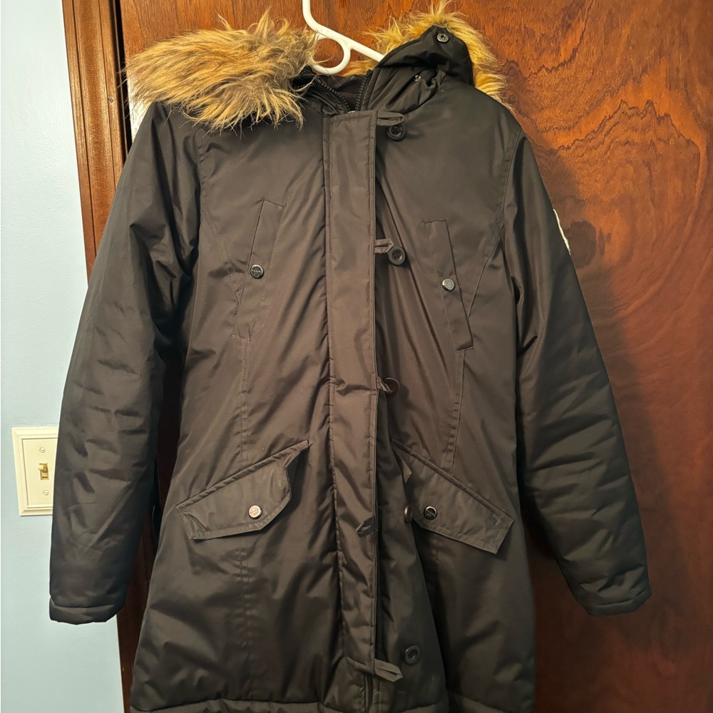 Madden girl  Black Parka with Faux Fur Hood